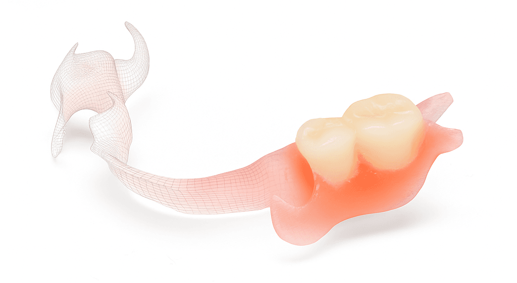 Wireframe morph of a 3D-printed partial denture